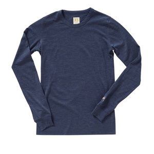 Tracksmith Merino Harrier Long Sleeve in Navy Heather - Small